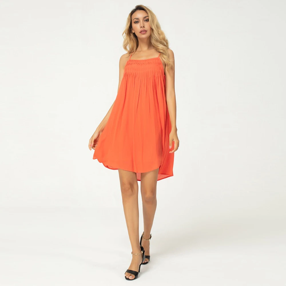 Стильное летнее платье 2020 элегантное плиссированное платье-топ свободное без