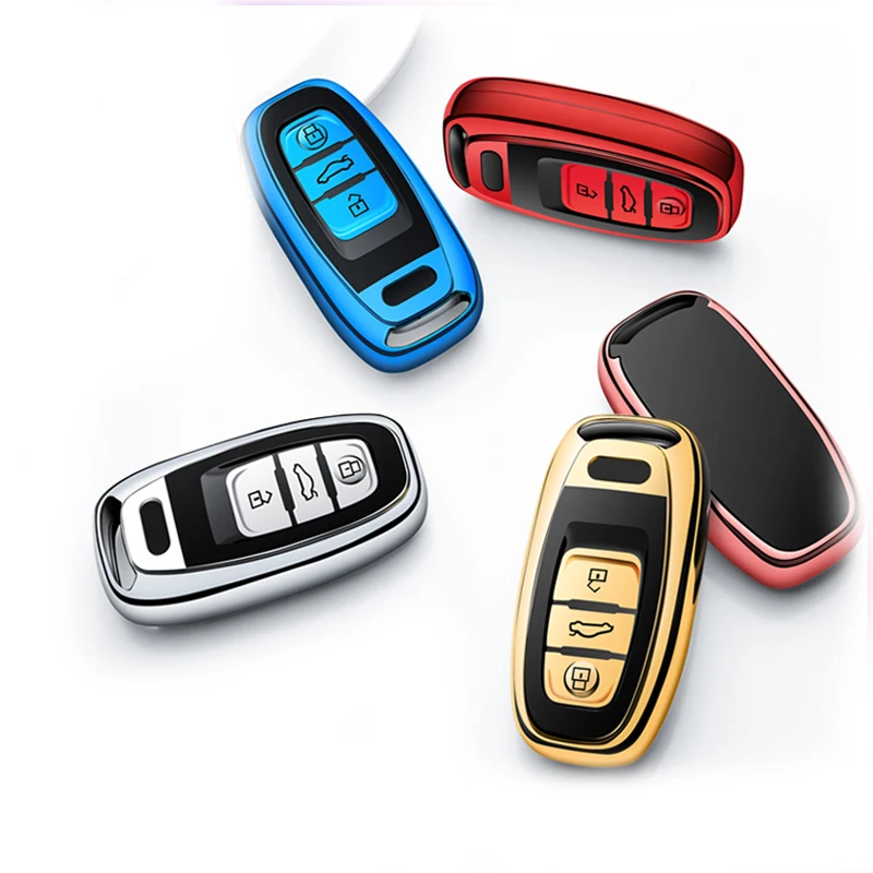 Hight quality TPU+ABS Car Key Cover Case for For Audi A4L A6L Q5 A8 A5/A7 S5/S7 Intelligent 3 Buttons Remote Keyless | Автомобили и