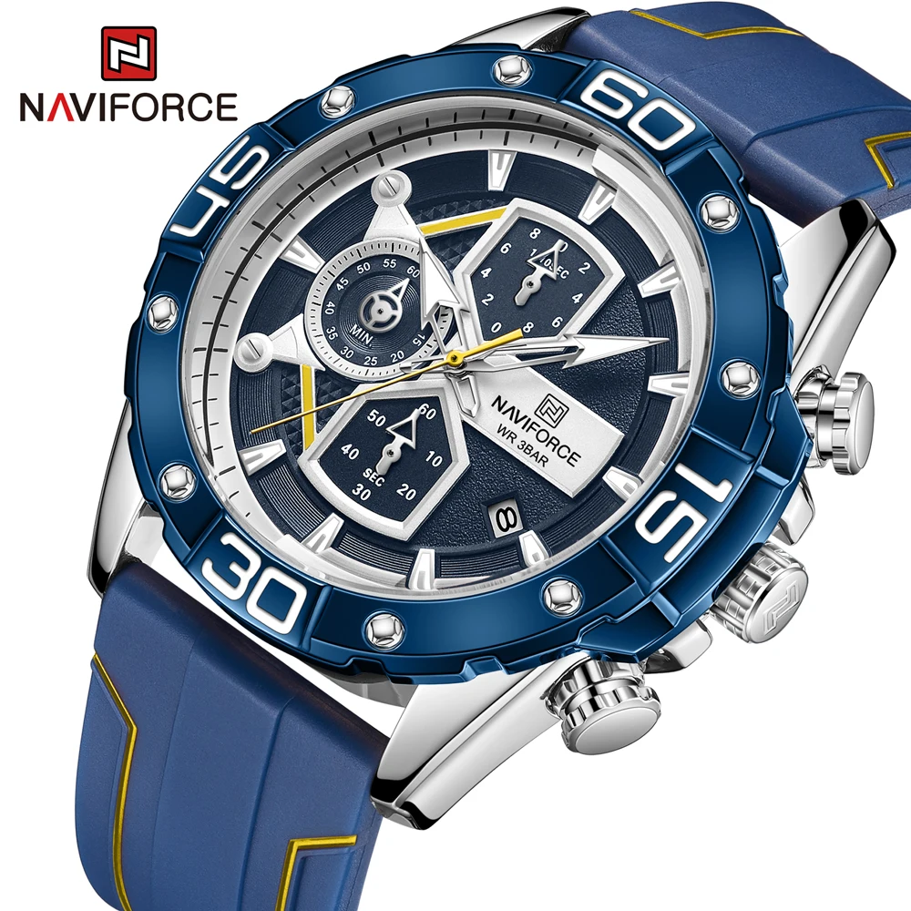 

Спортивные наручные часы с хронографом NAVIFORCE мужские часы Топ бренд модные спортивные кварцевые часы водонепроницаемые мужские часы Relogio