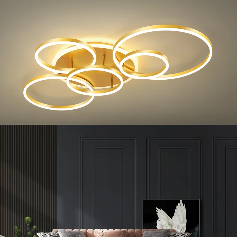 Подчеркнув Вашу оригинальность современные светодиодные потолочные лампы лампа Новый RC затемнения круг кольца дизайнер для гостиная, спал...