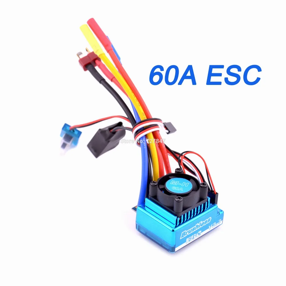 Водонепроницаемый 3650 3900KV/3660 3300KV/3670 2150KV бесщеточный двигатель 60A 80A 120A бесщеточный комплект ESC комбо для 1/8 1/10 RC автомобилей - Цвет: 60A ESC