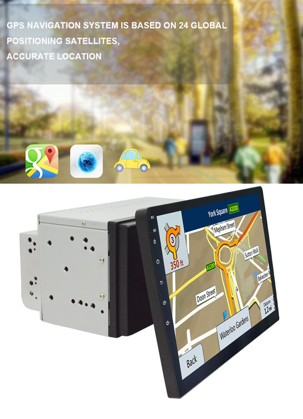 Автомобильный мультимедийный плеер 2DIN на Android с вращающимся экраном GPS Bluetooth Wi-Fi