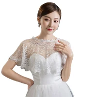 womens embroidery floral lace shawl wrap wedding bridal bolero flapper cover up see through prom high low shrug cape tulle axyd