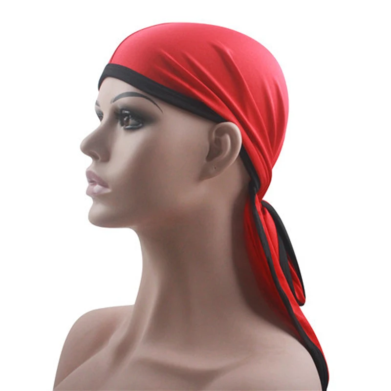 New Men Women Durags Hip Hop Bandana Pirate Cap Du Doo Rag Silky Durag Headwear Long Tail Chemo Satin Headscarf Hat | Аксессуары для