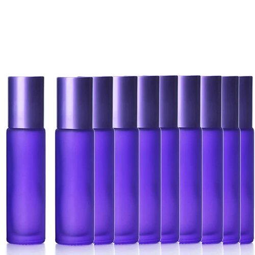 10pcs Purple 1/5/10 шт 10 мл Портативный матовый цветной толщиной Стекло ролик эфирное масло в виде флаконов парфюма для путешествий многоразового роликовый флакон - Цвет: 10pcs Purple