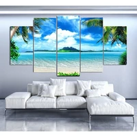 5pcs modern art painting blue sky white clouds sea landscape paintings hd printing living room bedroom home decoration frameless