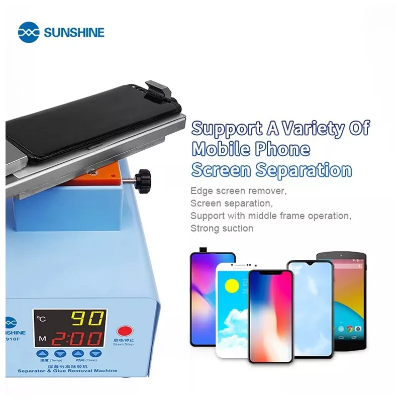 SUNSHINE S-918F нагревательная Пластина для Samsung Edge in frame Клей очистки средней рамки клей