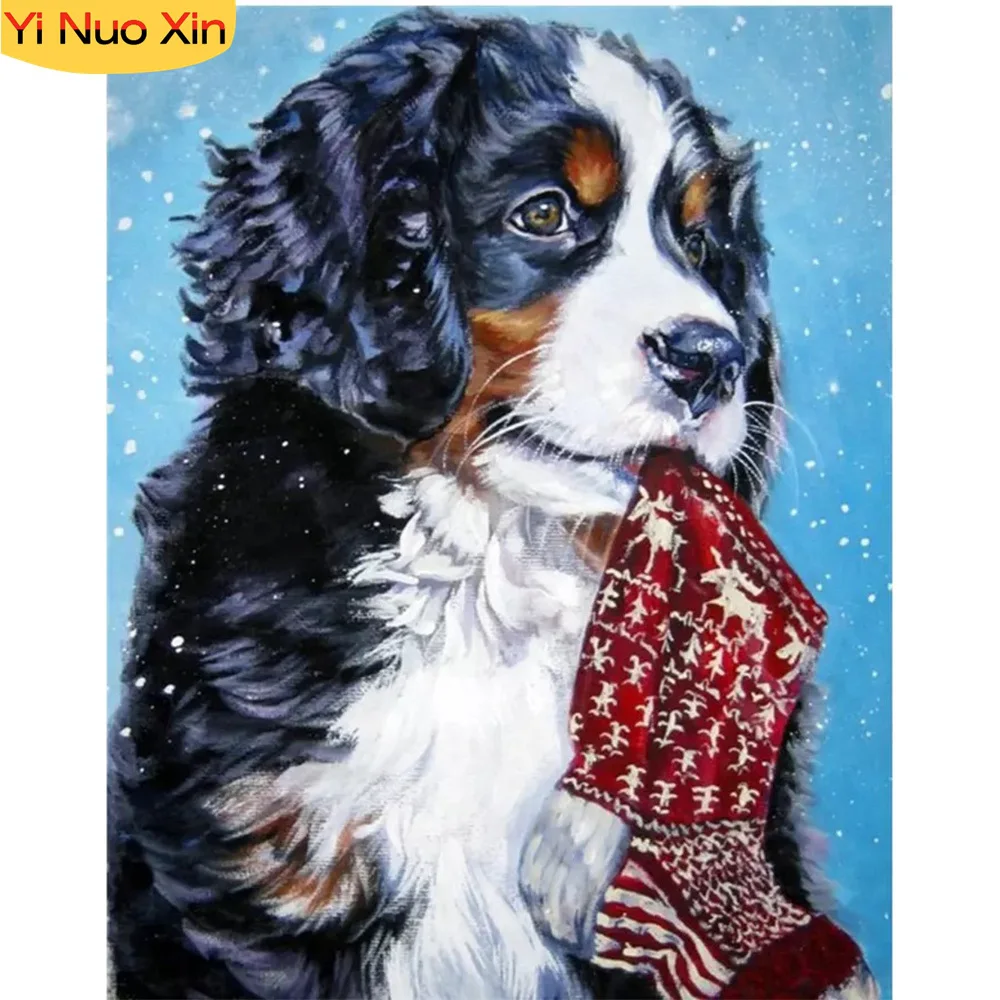 

YNX Animal Dog Diamond Embroidered Winter Wall Sticker Diamond Art Painting Mosaic 5D DIY Full Set Christmas Home Decor Gifts