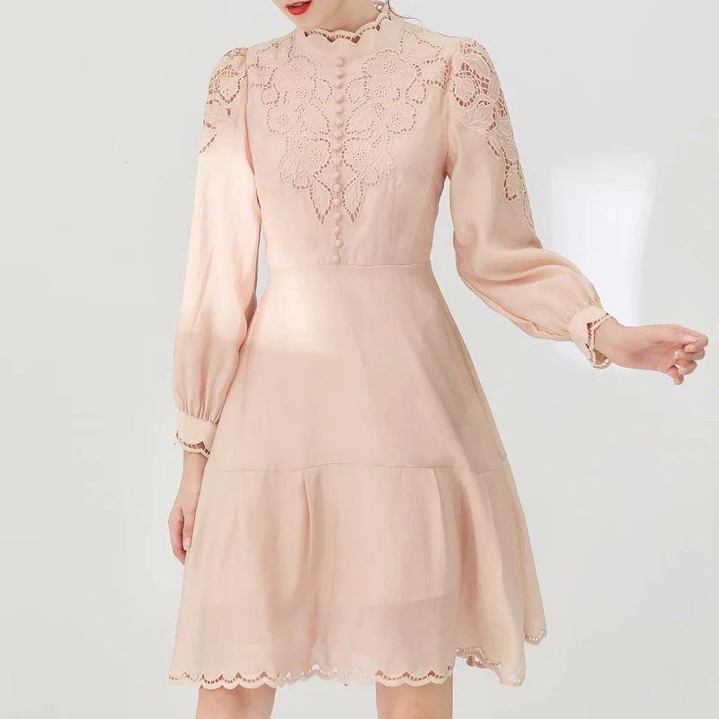 

Женское платье с цветочной вышивкой, подиумное облегающее платье с длинными рукавами и вышивкой в этническом стиле ретро, осень 2021