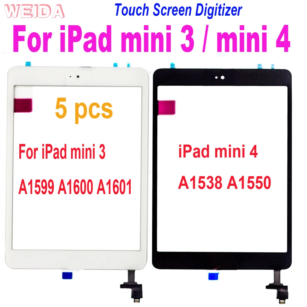 5pcs For iPad mini 3 mini3 A1599 A1600 A1601 Touch Glass for iPad mini 4 mini4 A1538 A1550 Touch Screen Digitizer Home Button