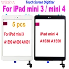 5 шт для iPad mini 3 mini3 A1599 A1600 A1601 сенсорного сборного стекла для iPad mini 4 mini4 A1538 A1550 сенсорный Экран кнопкой возврата для графического планшета