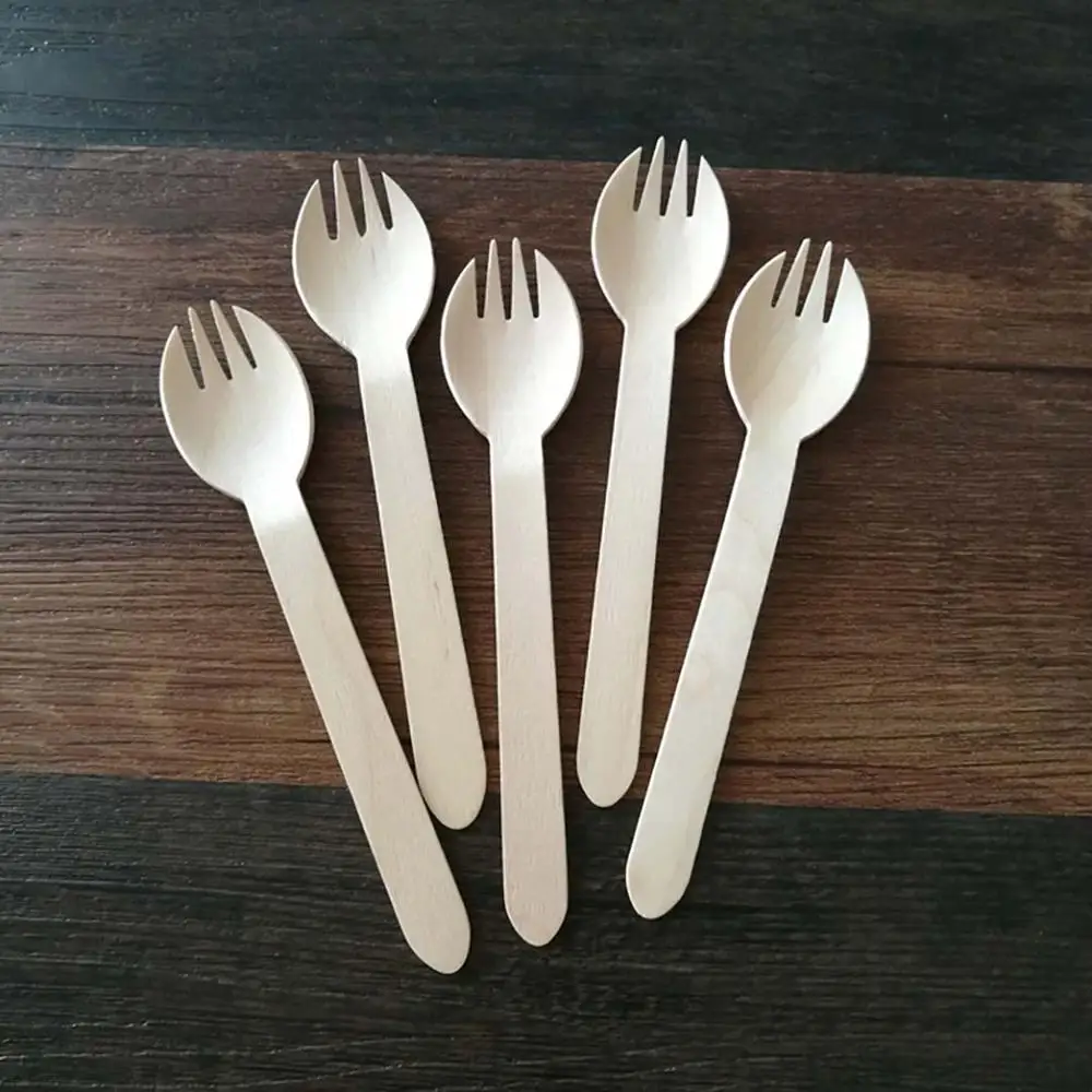 6 дюймов 16 см SPORK одноразовые деревянные эко-Пикник экологически чистые салаты
