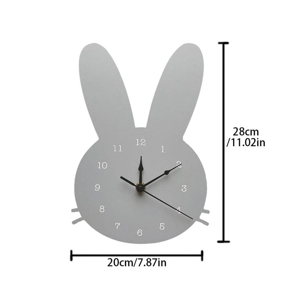 Скандинавские деревянные настенные часы в форме кролика для детской комнаты