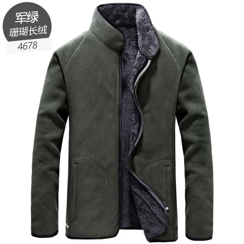 4678 army green Winter Large Size Plus Velvet Reversible Jacket Men Women Outdoor Trekking Hiking Climbing Coat Sports Thermal Fleece Clothes - Цвет: 4678 army green
