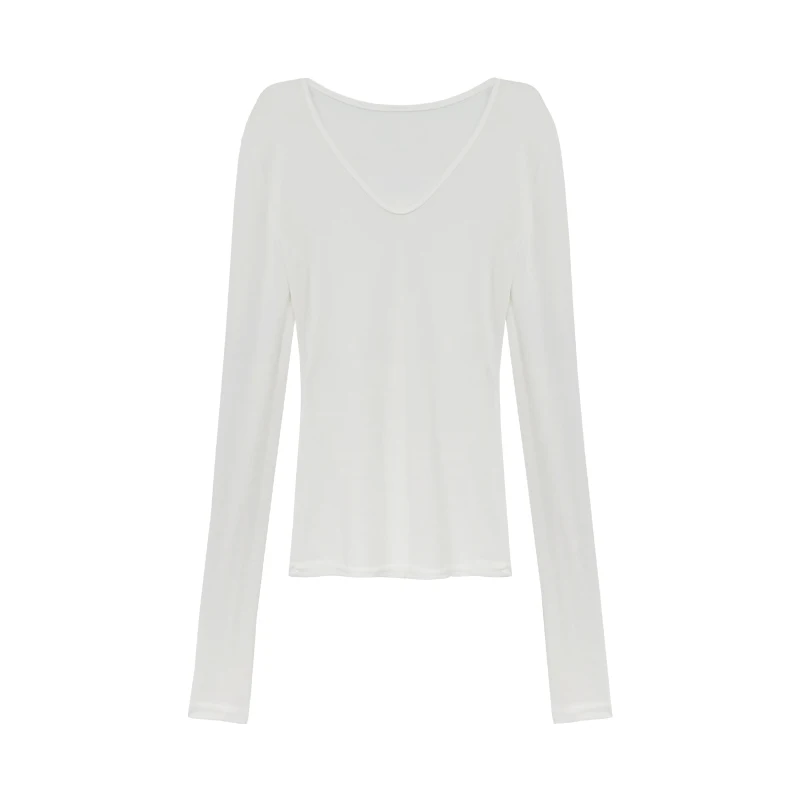 

Women's New Spring and Summer Thin Slightly Transparent Sun Protection T-shirt Simple Pure Color All-Matching V-neck Pullover