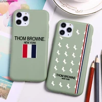 thoms brownes phone case for iphone 12 11 pro max mini xs 8 7 6 6s plus x se 2020 xr candy green silicone cover