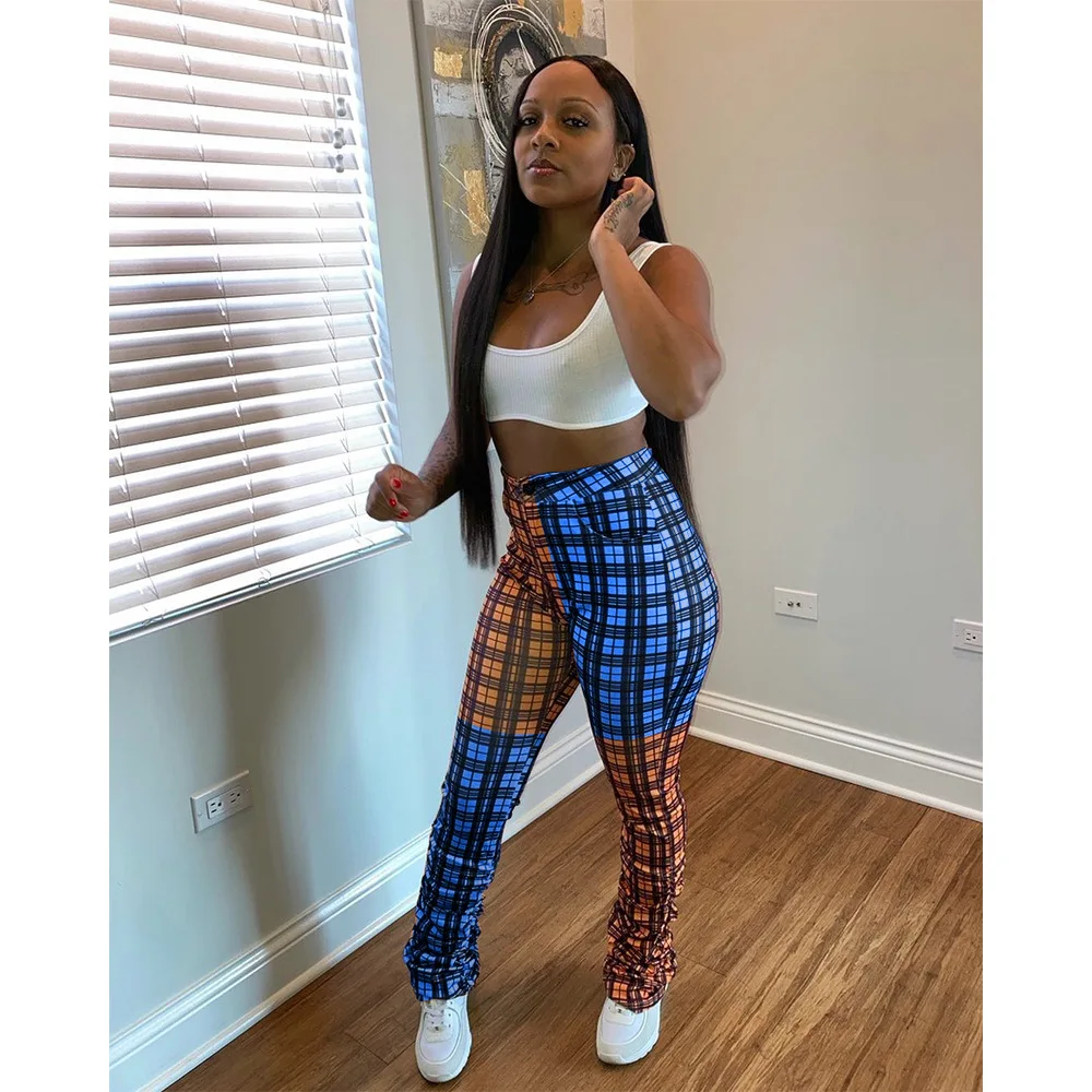 

42H1543 Autumn Winter Women Outdoor Casual Fashion Patchwork Plaid Print Hot