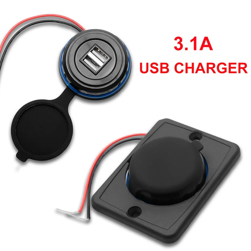 

New Arrival Dual USB Charger Power Socket Plug Panel DC 12V Cars Charging Power Outlet for Truck Car Boat Motorcycle