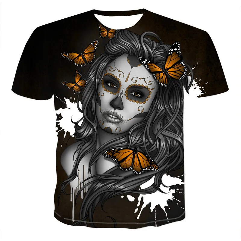 

2021 Men's T-Shirt Punk Style Skull 3D T-Shirt Men's Top Hip Hop 3d Printing Skull Gothic Clothes Horror Alternative Clothing
