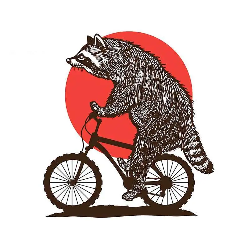 

Клейкие автомобильные наклейки и Переводные картинки Raccoon Biker, устойчивые к царапинам, виниловые украшения для дома JDM VAN RV, 13 см * 12 см