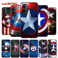 captain america shield marvel for huawei honor 30 20 10 9s 9a 9c 9x 8x max 10 9 lite 8a 7c 7a pro silicone soft black phone case