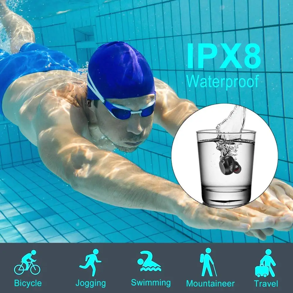 Водонепроницаемые IPX8 C3 TWS 5 0 беспроводные наушники Bluetooth гарнитура 3000 мАч Внешний