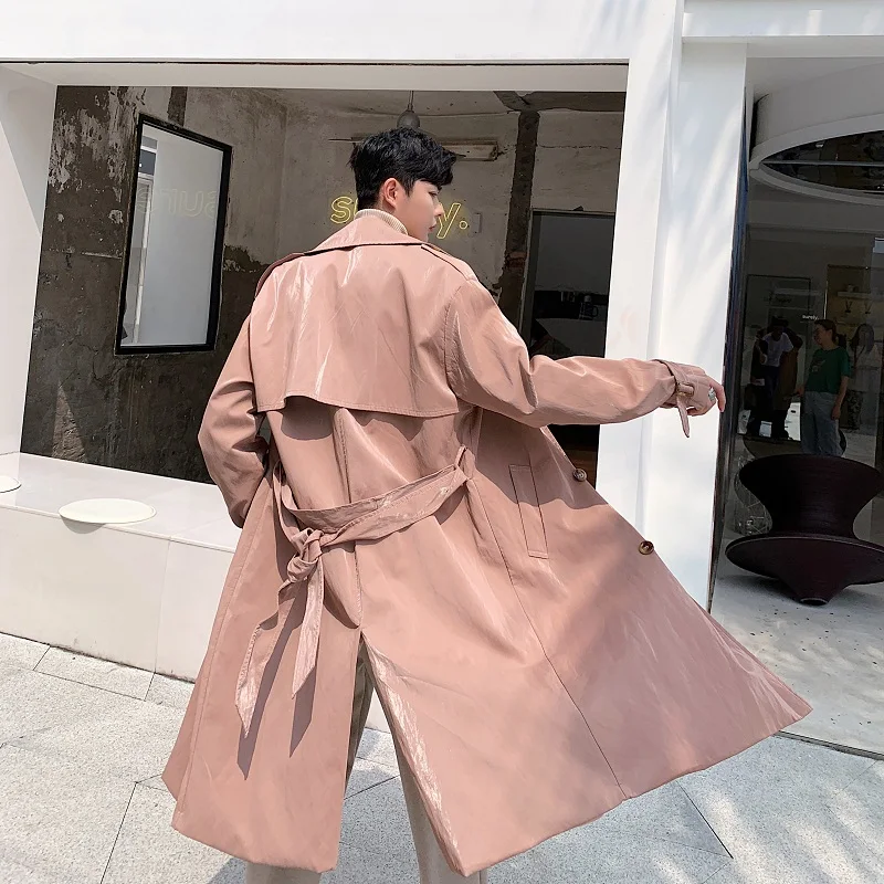 Мужская винтажная уличная одежда осенне зимний Повседневный плащ из ПУ кожи