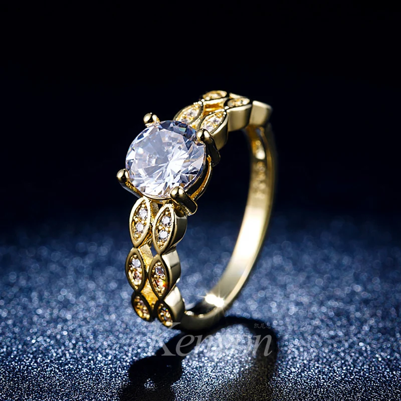 Обручальные кольца для женщин изысканное Двухслойное кольцо с круглым цирконом