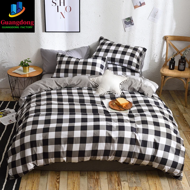 

High Quality Black White Plaid Brief Pattern Bedding Set Bed Linings king Duvet Cover Bed Sheet Pillowcases Cover Set 3/4pcs/set