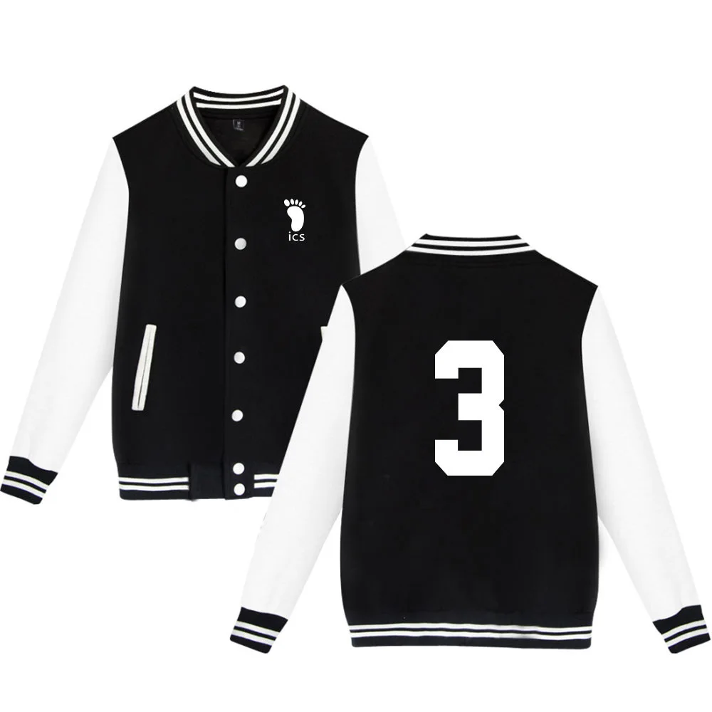

Anime Haikyuu Baseball Jacket Men/wome Streetwear Men's Clothing Hip Hop Long Sleeve Cotton Casual Full Print Stand Regular