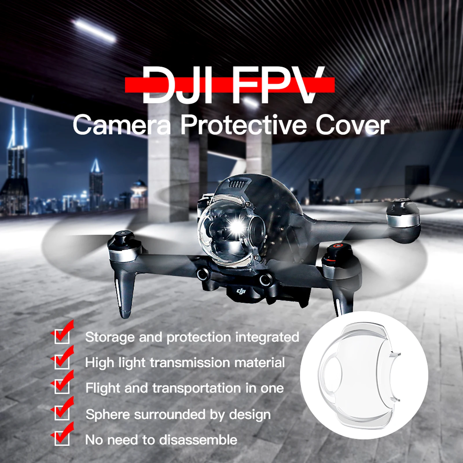 Прозрачная защита для объектива карданного подвеса DJI FPV Пыленепроницаемая от