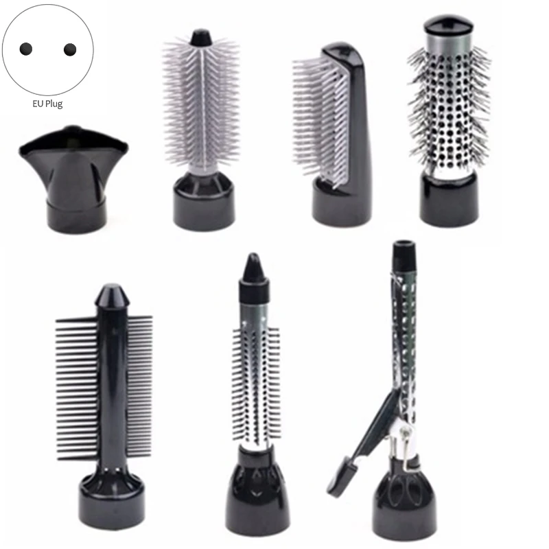Red Black EU Plug 7 in 1 Multifunction Professional Negative Ion Hair Dryer with Comb Set Curling Wand Straight | Бытовая техника
