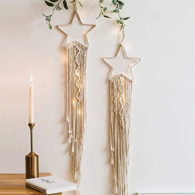 

2Pcs Macrame Dream Catchers for Bedroom Wall Hanging Handmade Woven Dream Catcher for Home Decor