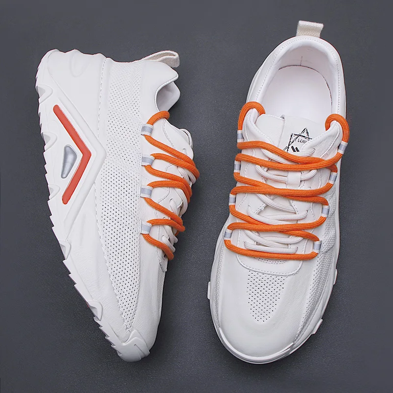 

Мужская обувь, весна 2021, новые кожаные дышащие кроссовки, модная повседневная обувь, удобная обувь на платформе