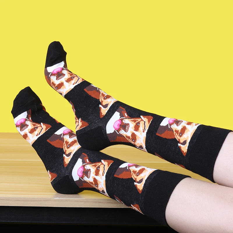 

Peonfly Fashion Men Printing Cartoon Crocodile Shark Zebra Dog Sloth Koala Flower Bird Colorful Soft Comfort Cotton Socks