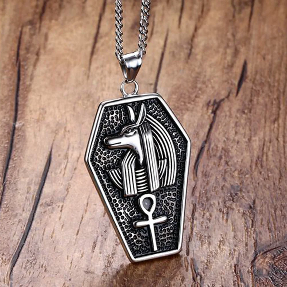 JHSL мужские египетские ожерелья и подвески Анубис серебряного цвета