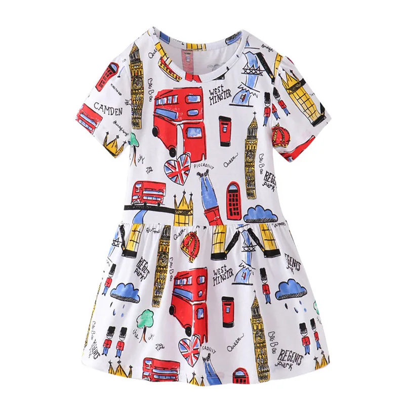 Детское летнее Хлопковое платье с коротким рукавом и замки из мультфильма |