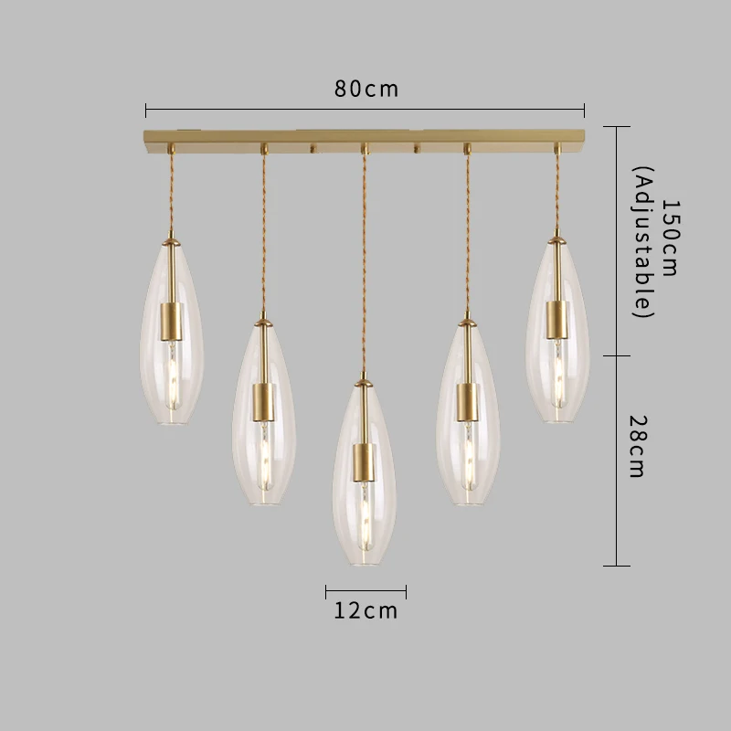 5 Lights-Rectangle Современный светодиодный медный Золотой светильник-люстра, украшение для дома, подвесной светильник для гостиной, столовой, светильник, светильники для кухни - Цвет абажура: 5 Lights-Rectangle
