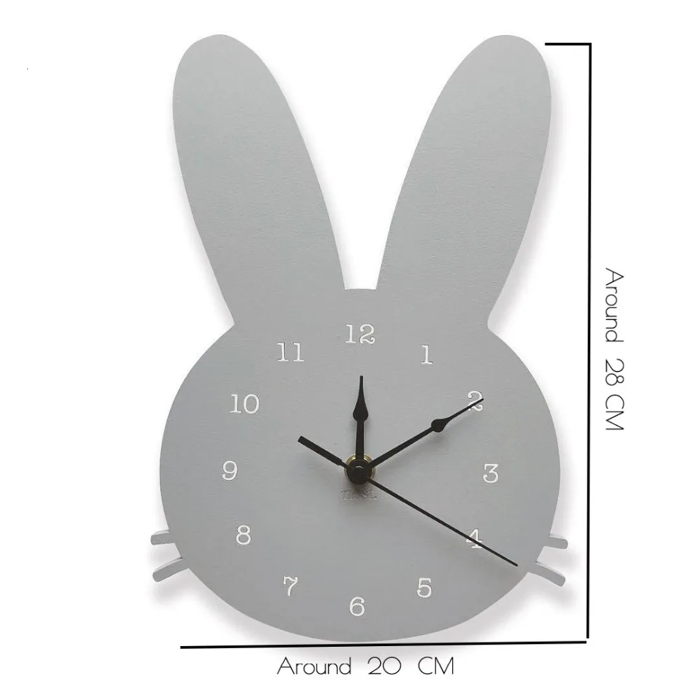Nordic Kids Room Decor Rabbit Bunny Clock Wall Hanging Room Decoration Scandinaivan Style Kids Decor Nordic Nursery Decoration