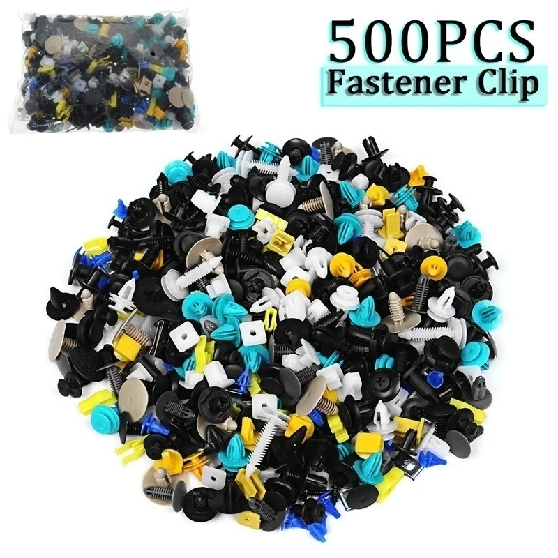 

500PCS Mixed Auto Fastener Vehicle Car Bumper Clips Retainer Fastener Rivet Door Panel Fender Liner Universal Fit for Car