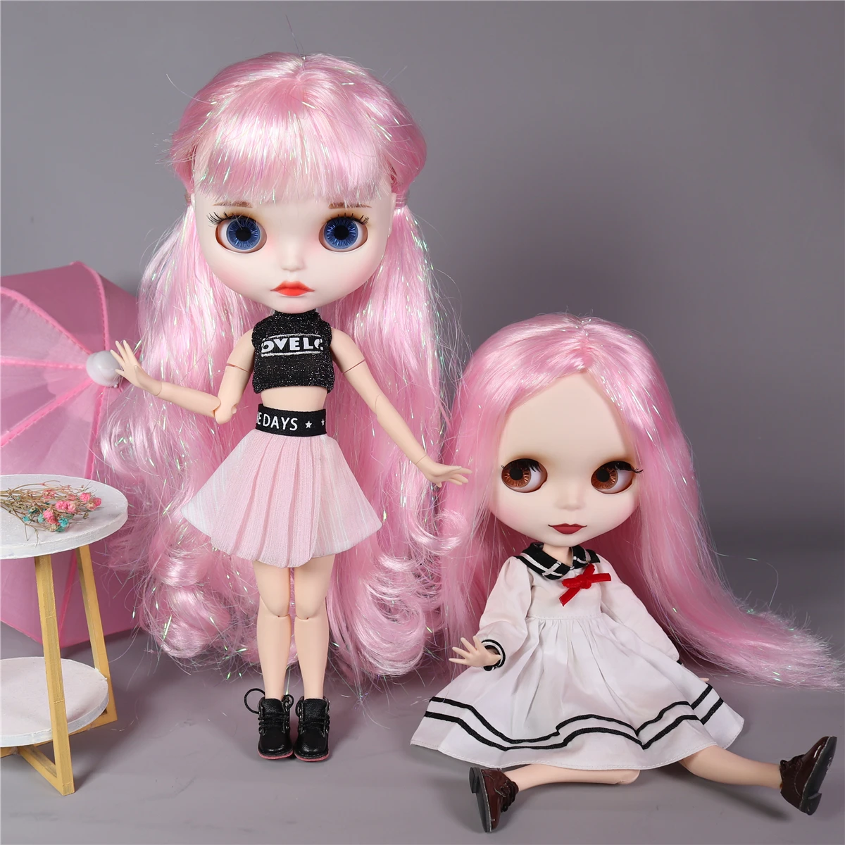 Кукла ICY DBS Blyth 1/6 bjd блестящее розовое тело белая кожа матовое лицо светло