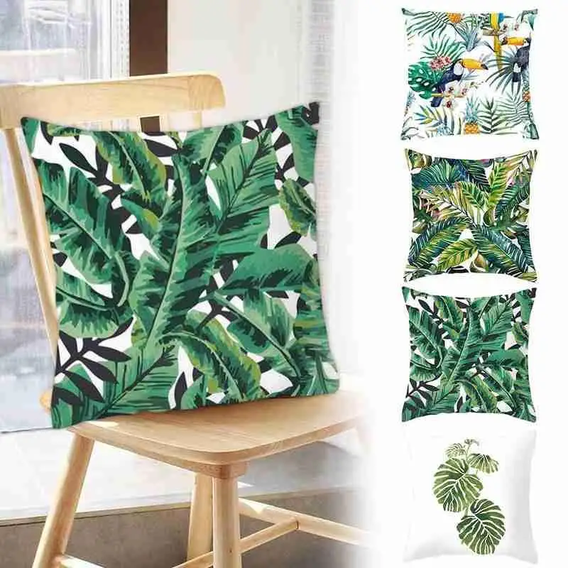 

Tropical Plants Cushion Cover Polyester Green Leaves Home Pillowcase Decorative Plant Tropical Case Pillow Cushion Throw Co A5Z9