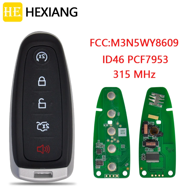 

HE Xiang Car Remote Key For Ford Focus Edge Escape Expedition C-max Taurus Flex M3N5WY8609 ID46 315MHz Smart Keyless Entry Card