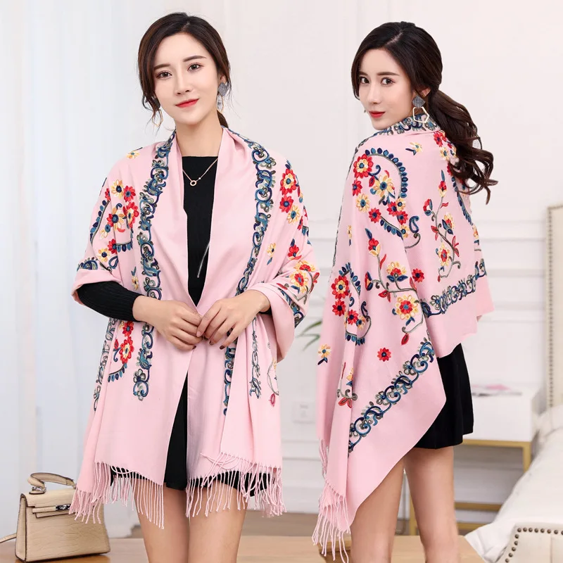 

70*175cm Womens Capes Coat Autumn Spring Female Ponchos Stoles Shawls Wraps Scarf Floral Ladies Outerwear Top Clothes C28