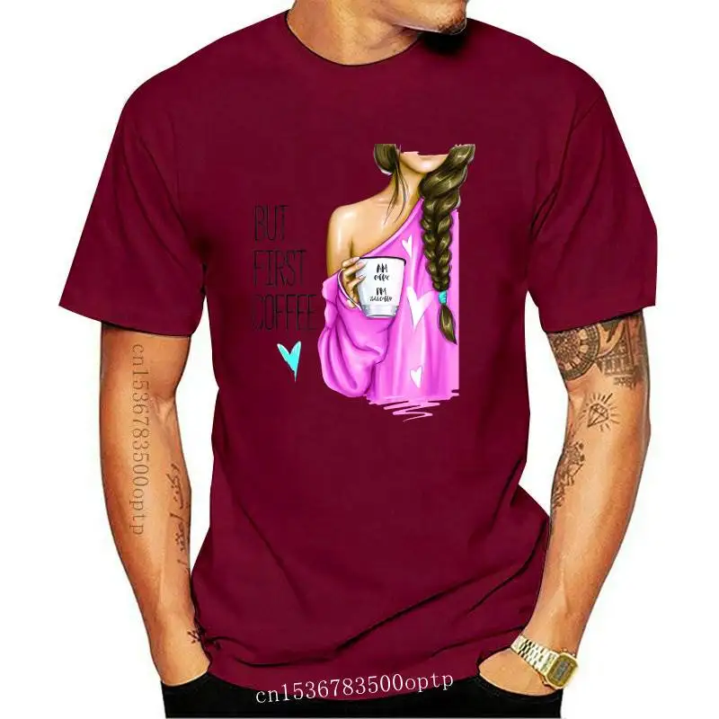 

New Women Print First Coffee Fashion Casual Short Sleeve Tees Tops Graphic Female Ladies Womens Lady T-Shirt T Shirt T-shirts