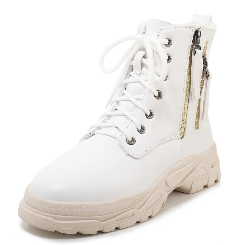 Женские мотоциклетные ботинки FEDONAS теплые в стиле ретро панк на молнии сбоку