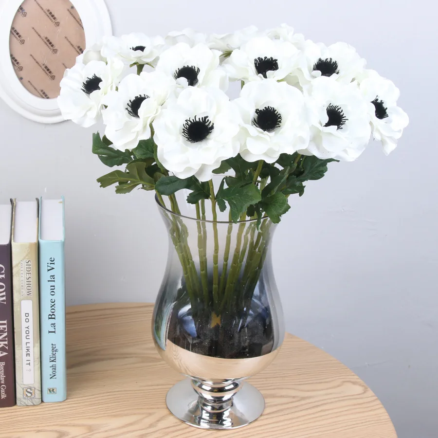 

15pcs /Lot Single Head Anemone Artificial Flower Home Living Room Decoration Fake Flower Wedding Road Scene Layout Photo Props