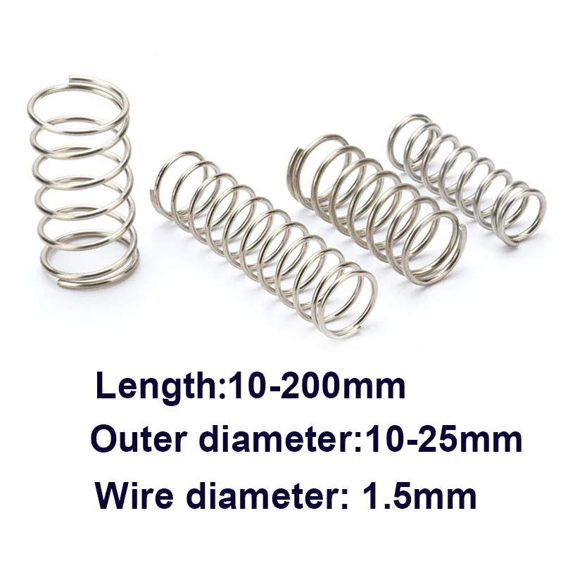 

1Pcs 304 Stainless Steel Y-shaped Shock-absorbing compression spring Cylindrical return spring OD 10-25mm L 10-200mm WD 1.5mm