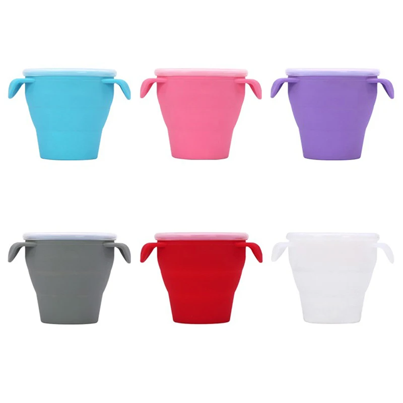 

BPA Free Kid Silicone Food Storage Box Solid Color Baby Snack Cup With Lid