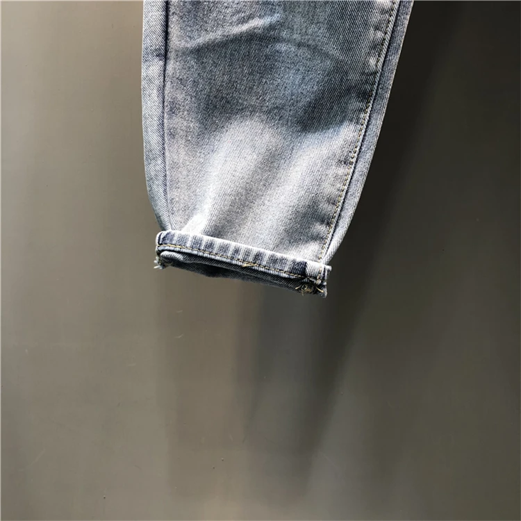 Spring Autumn Fashion AB Face Hit Color Stitching Jeans Women Diamond Ankle Length High Waist Harem Pants J459